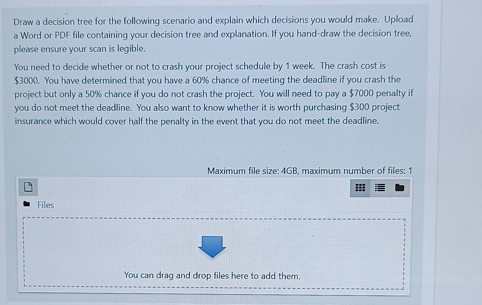 Draw a decision tree for the following scenario and explain which