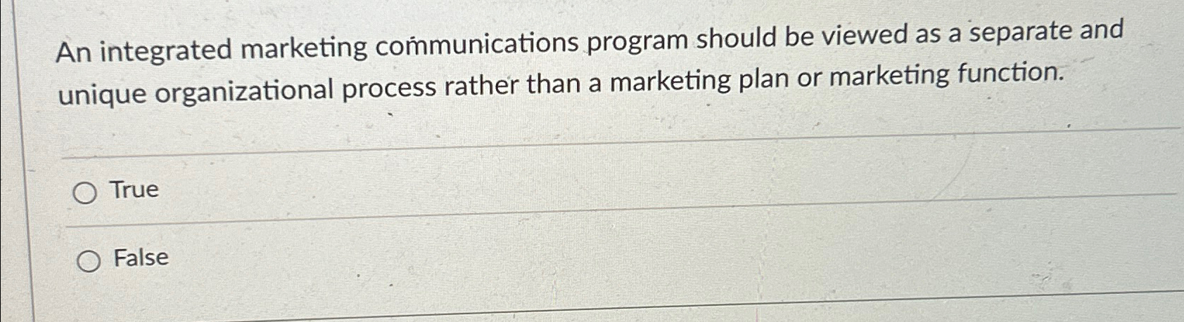  An integrated marketing communications program should be viewed as a separate