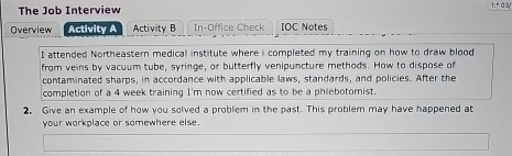  The Job Interview Overview Activity B In-office Check IOC Notes I