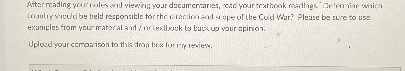  After reading your notes and viewing your documentaries, read your textbook
