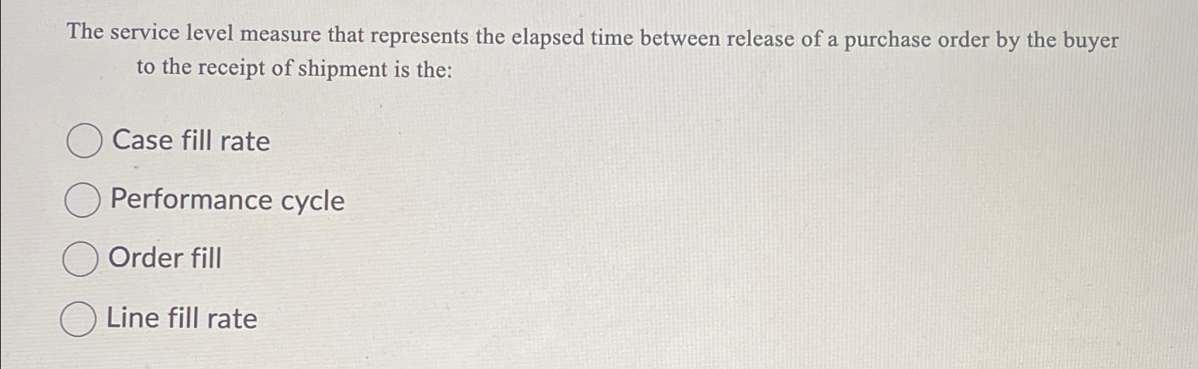  The service level measure that represents the elapsed time between release