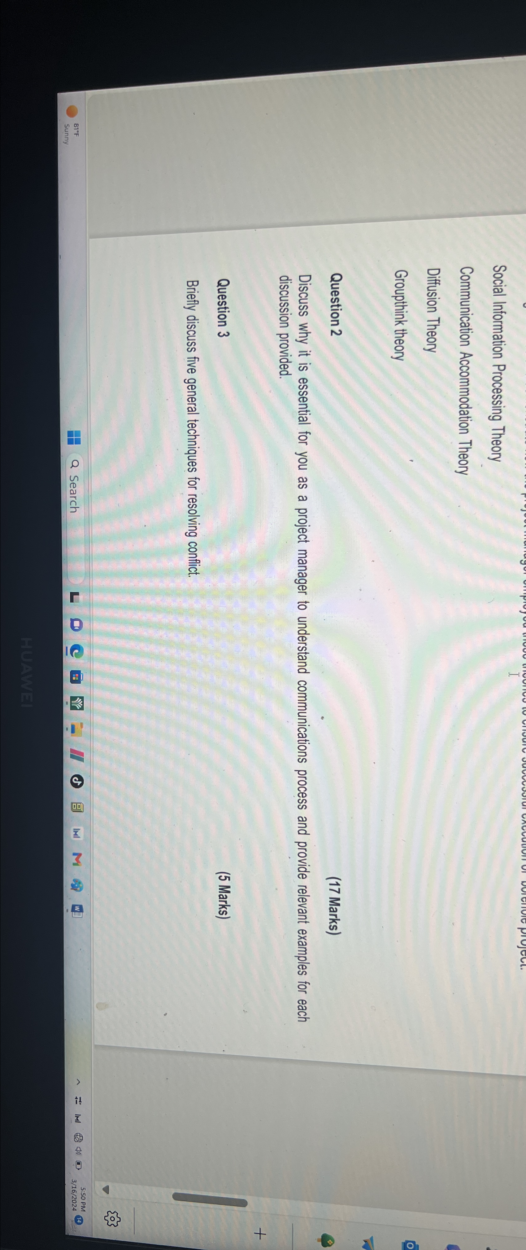  Social Information Processing Theory Communication Accommodation Theory Diffusion Theory Groupthink theory