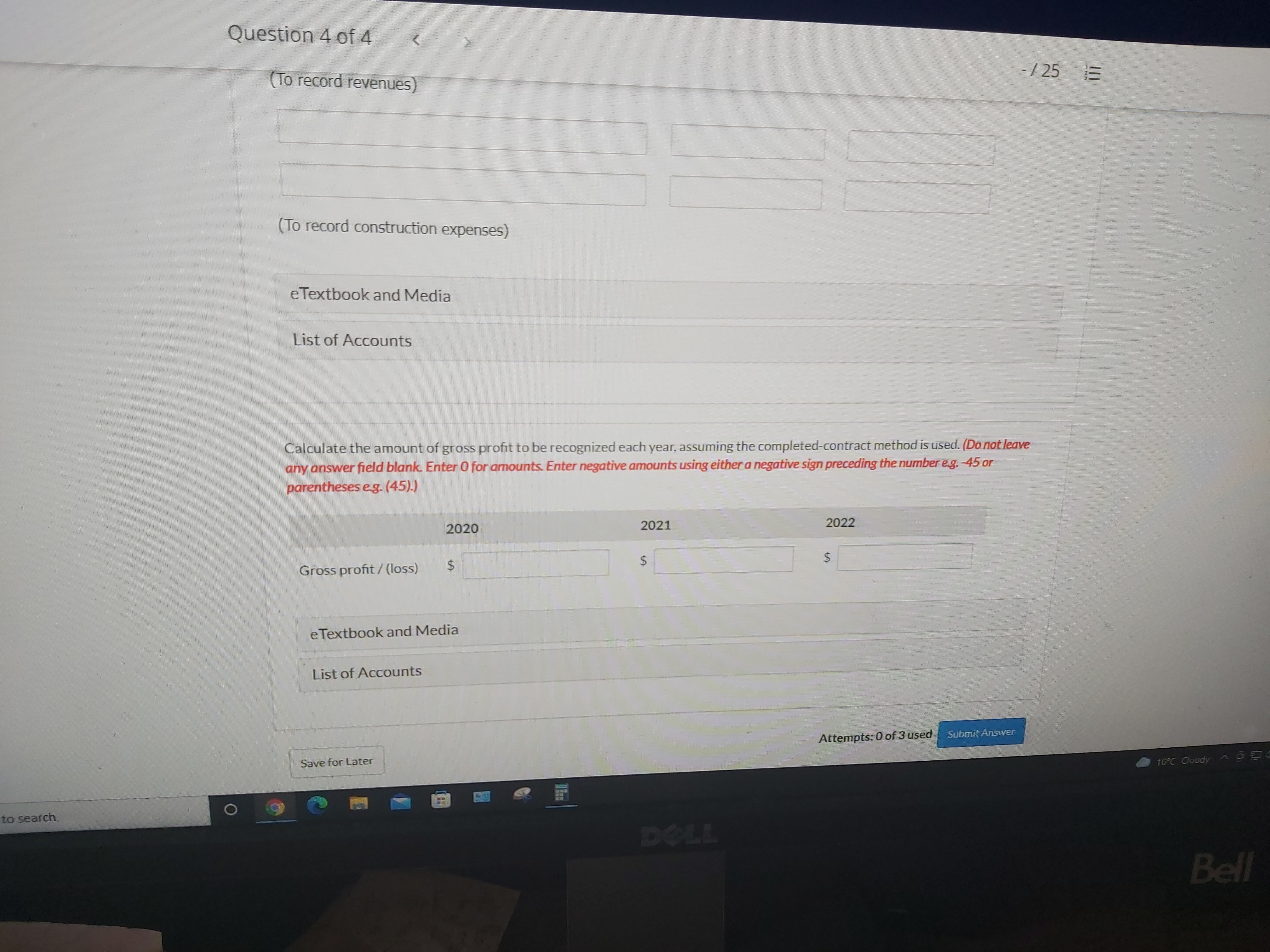job was completed in 2022. The following information is available. The contract