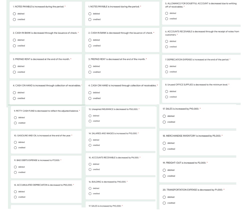  1. NOTES PAYABLE is increased during the period. * 5. ALLOWANCE