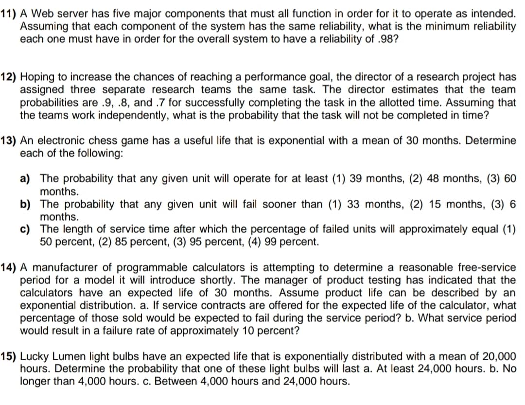 Only question12,14 and 15. 11) A Web server has five major components