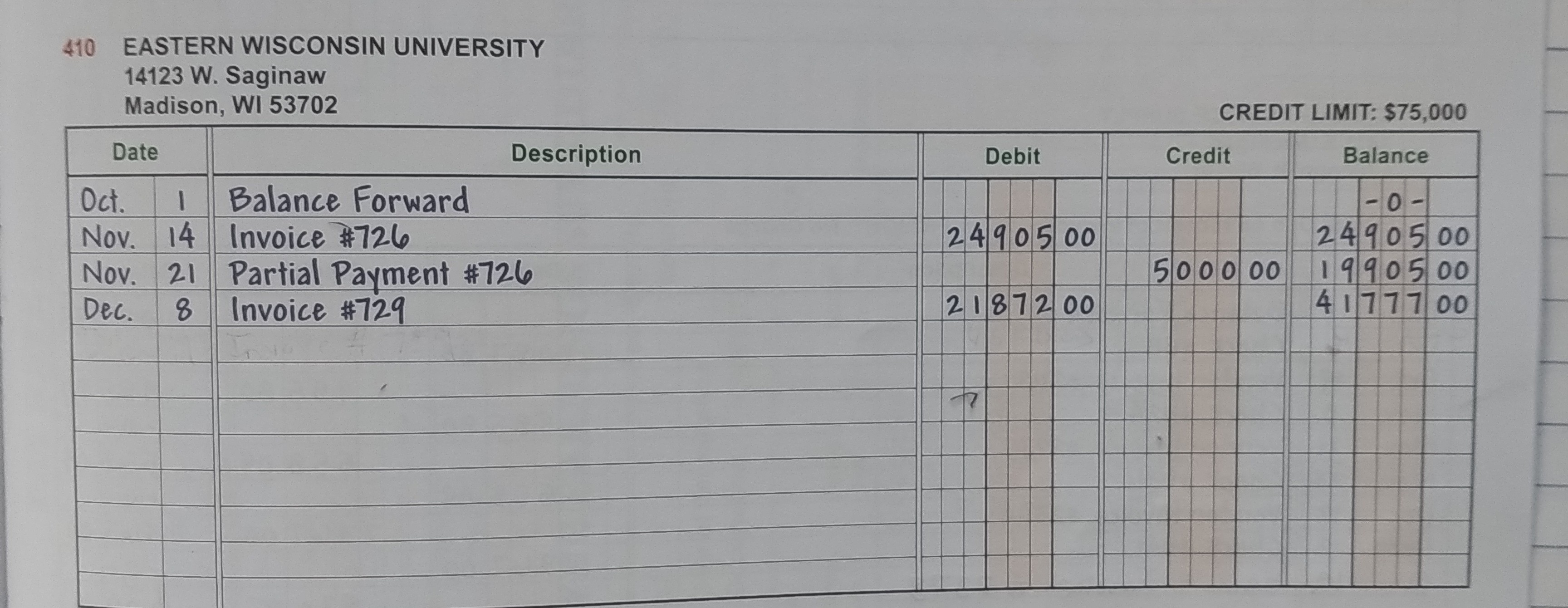 How does the Accounts receivable subsidiary ledger look when completed for account