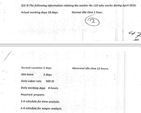  Q3/ B-The following information relating the worker No 110 who works