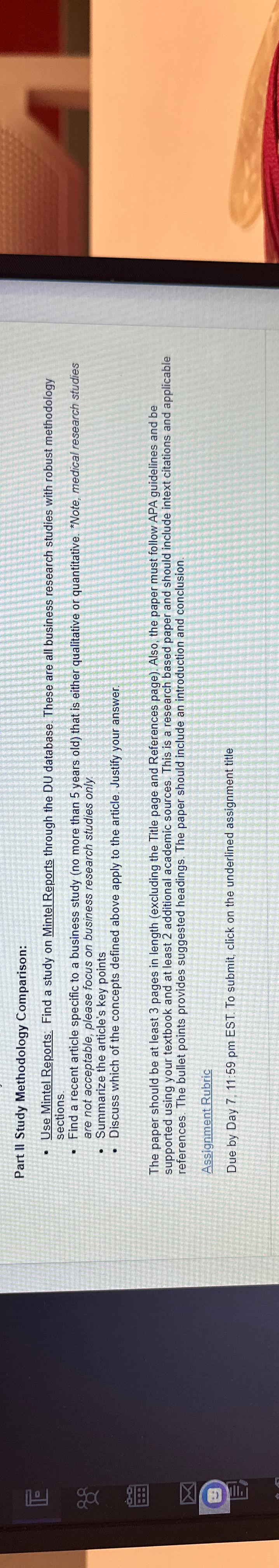  Part II Study Methodology Comparison: Use Mintel Reports: Find a study