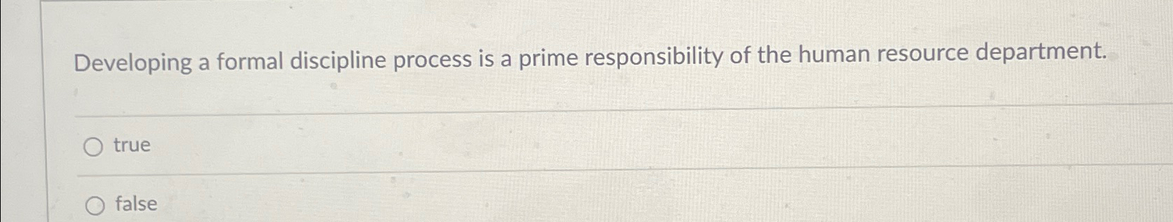  Developing a formal discipline process is a prime responsibility of the