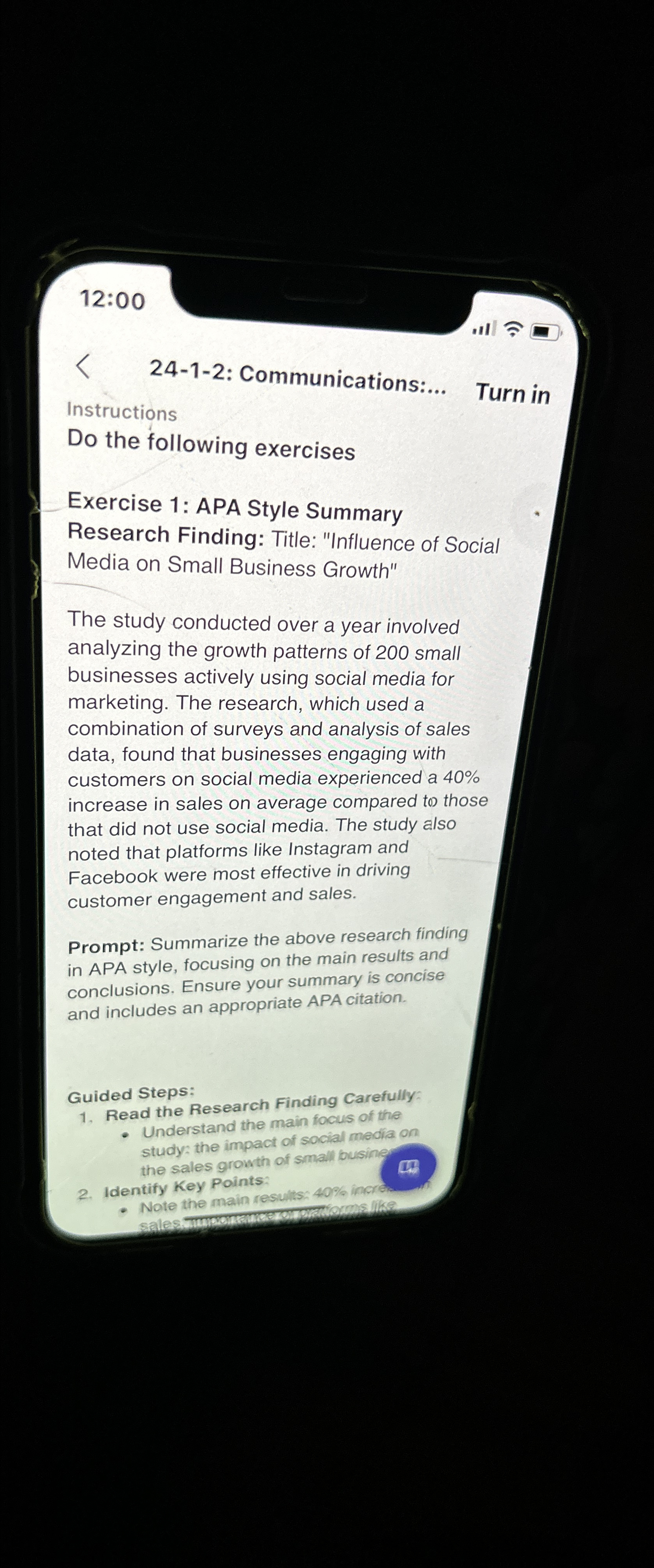  12:00 24-1-2: Communications:.. Instructions Do the following exercises Exercise 1: APA