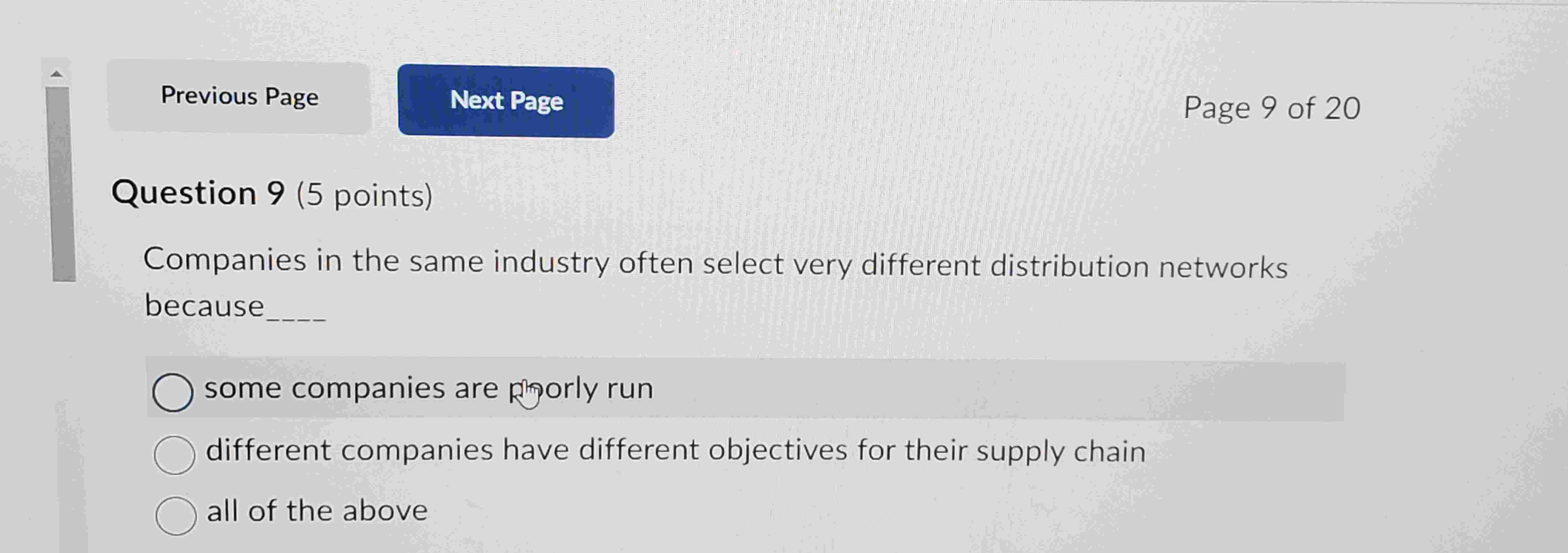  Question 9(5 points) Companies in the same industry often select very