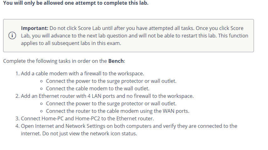 You will only be allowed one attempt to complete this lab.