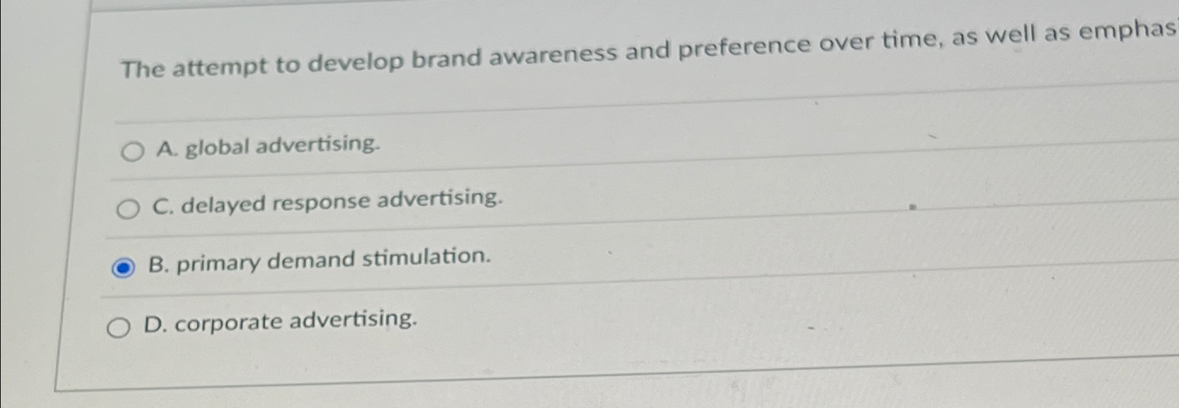  The attempt to develop brand awareness and preference over time, as