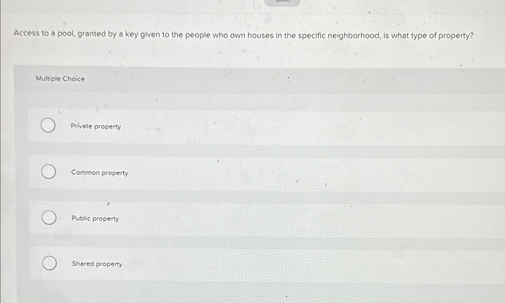  Access to a pool, granted by a key given to the