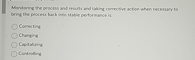  Monitoring the process and results and taking corrective action when necessary