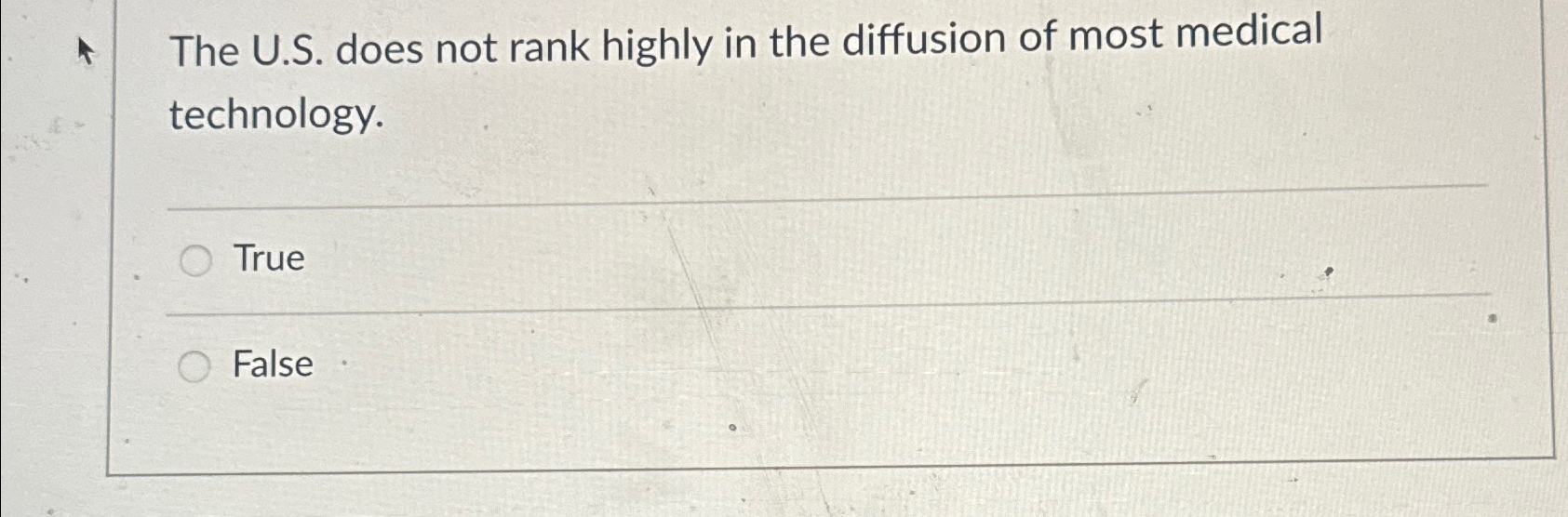  The U.S. does not rank highly in the diffusion of most
