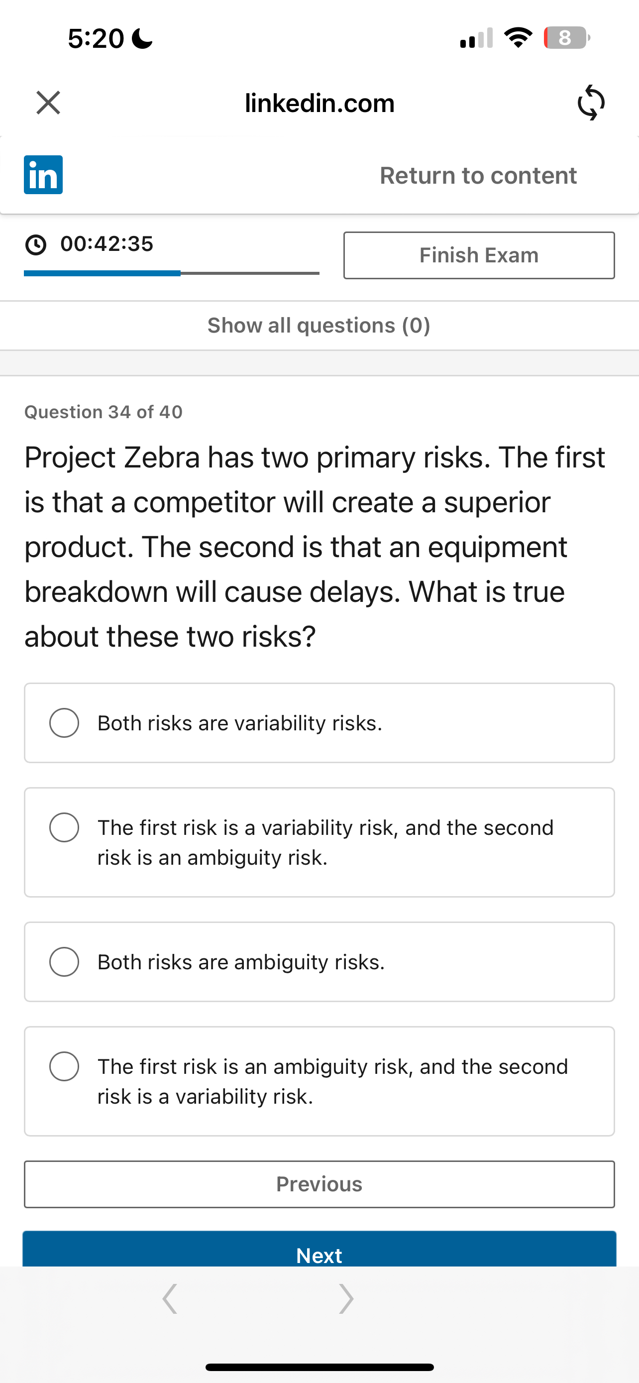  5:20 C linkedin.com Return to content (c)00:42:35 Show all questions (0)