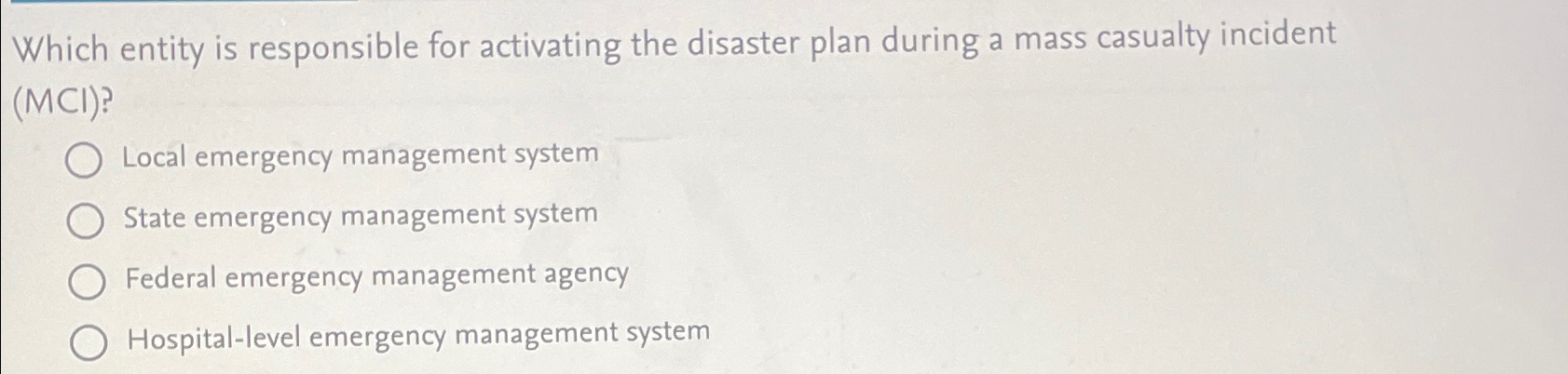  Which entity is responsible for activating the disaster plan during a