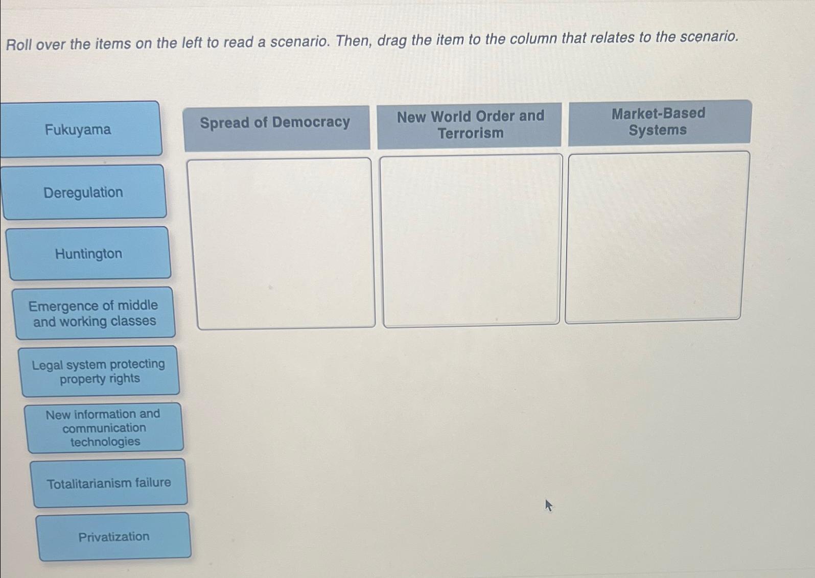  Roll over the items on the left to read a scenario.