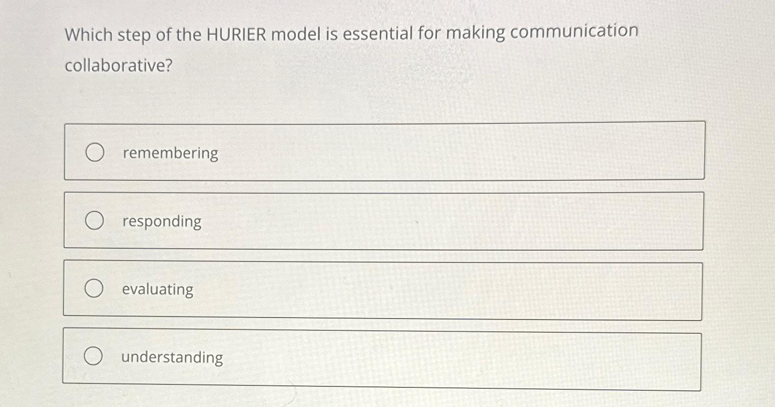  Which step of the HURIER model is essential for making communication