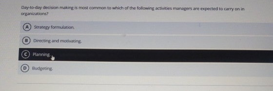  Day-to-day decision making is most common to which of the following