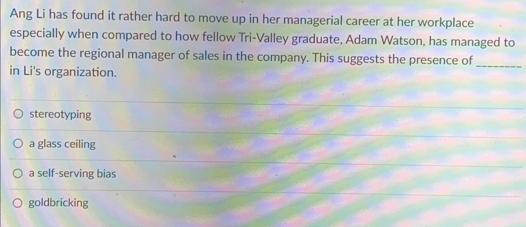  Ang Li has found it rather hard to move up in