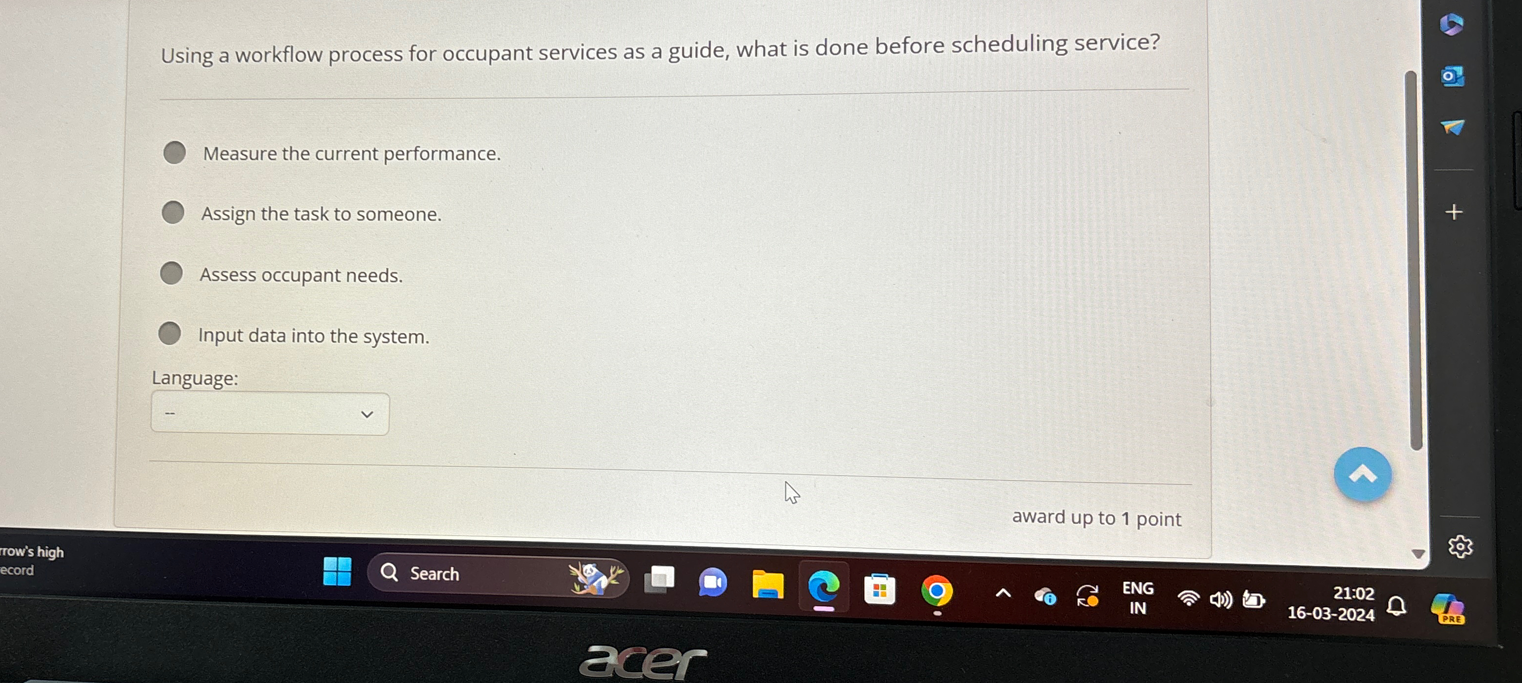  Using a workflow process for occupant services as a guide, what