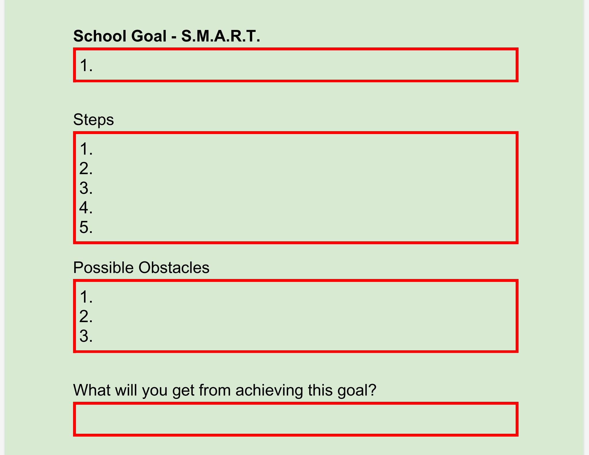  School Goal - S.M.A.R.T. 1 Steps 1 2 3 4 5