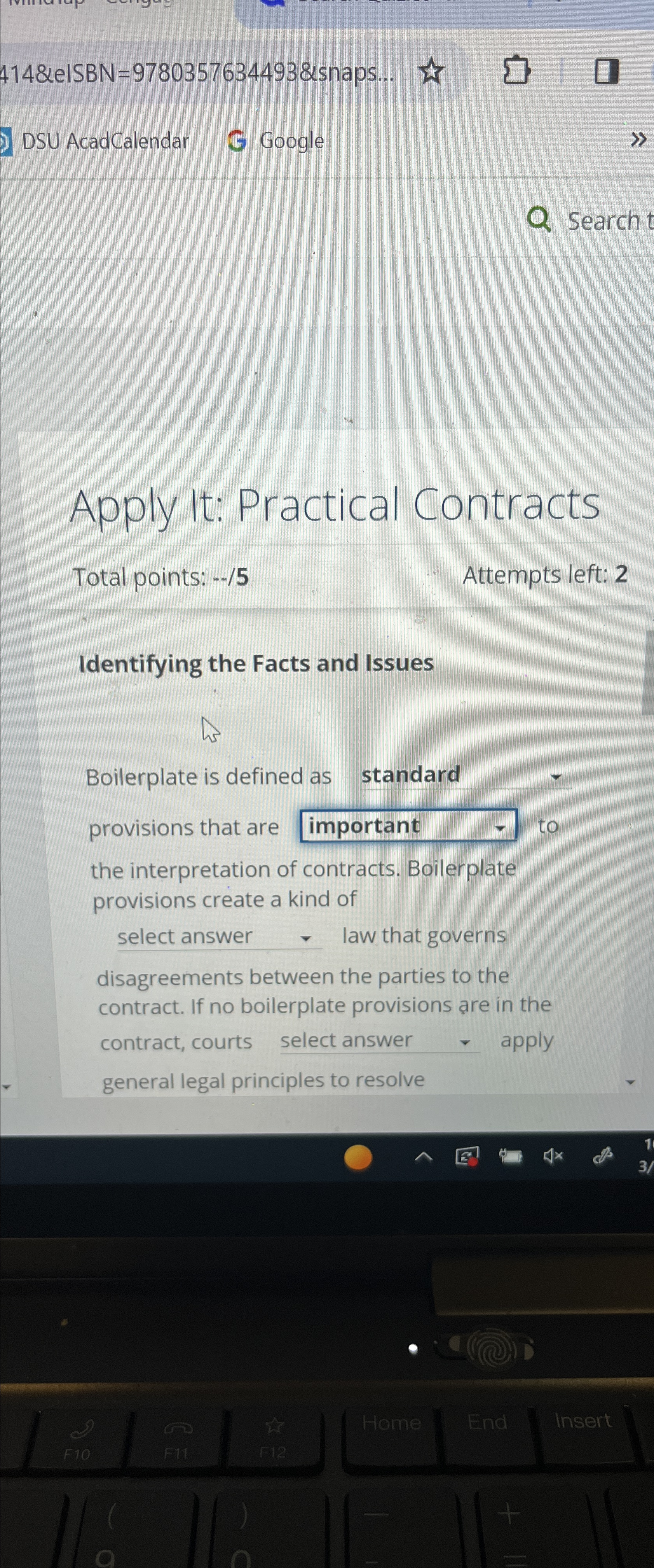 414&eISBN =9780357634493& snaps... DSU AcadCalendar G Google Search Apply It: Practical