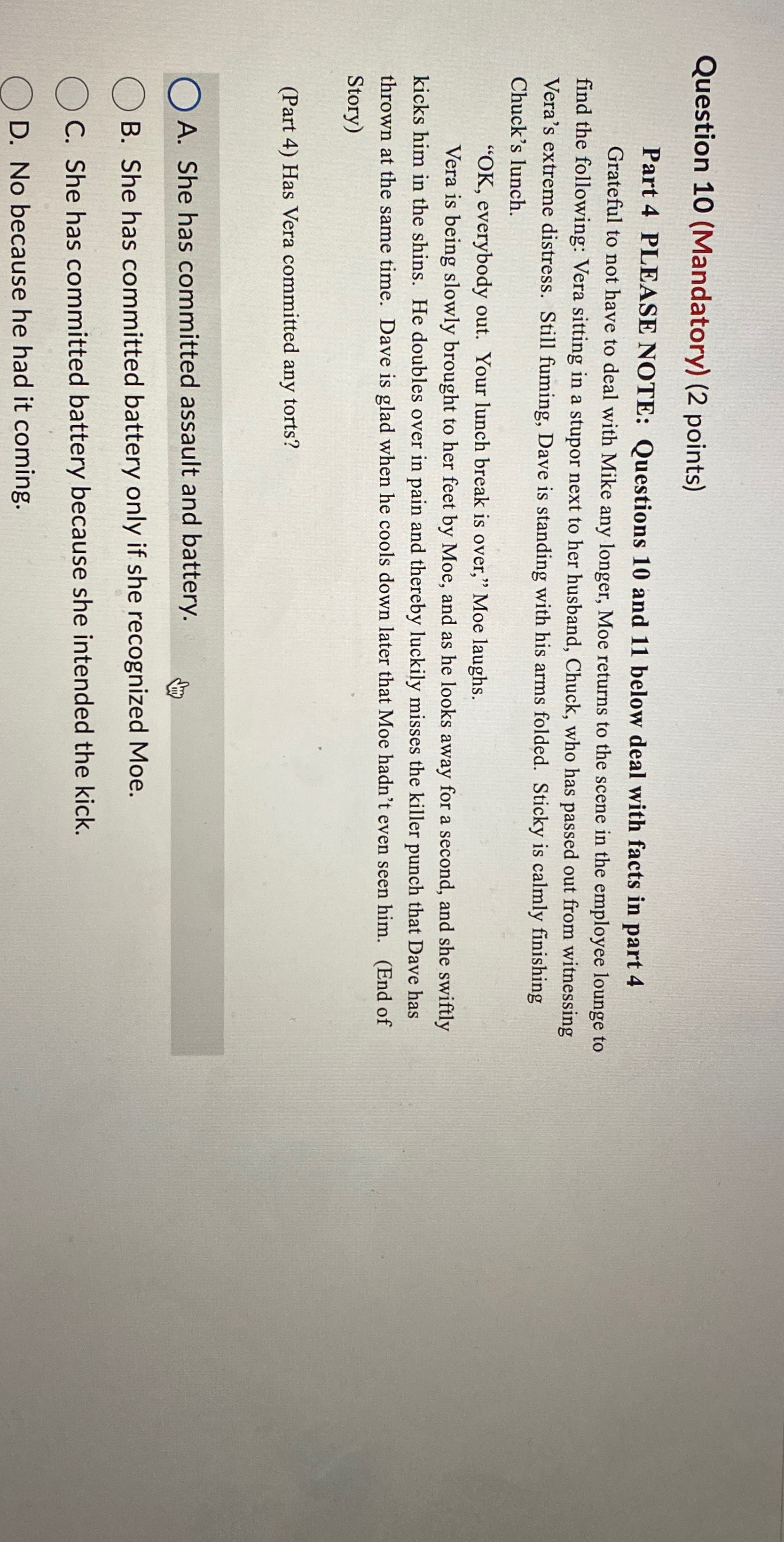  Question 10(Mandatory)(2 points) Part 4 PLEASE NOTE: Questions 10 and 11