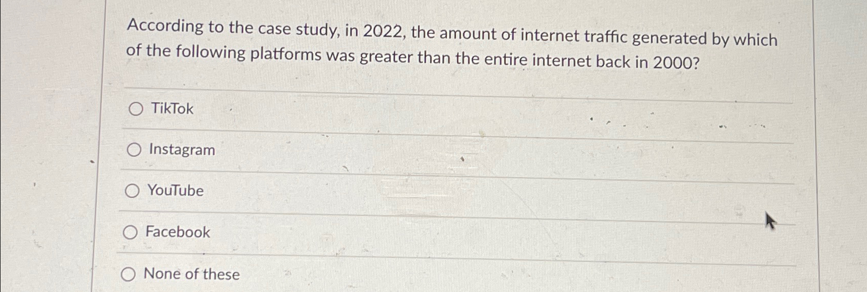  According to the case study, in 2022, the amount of internet