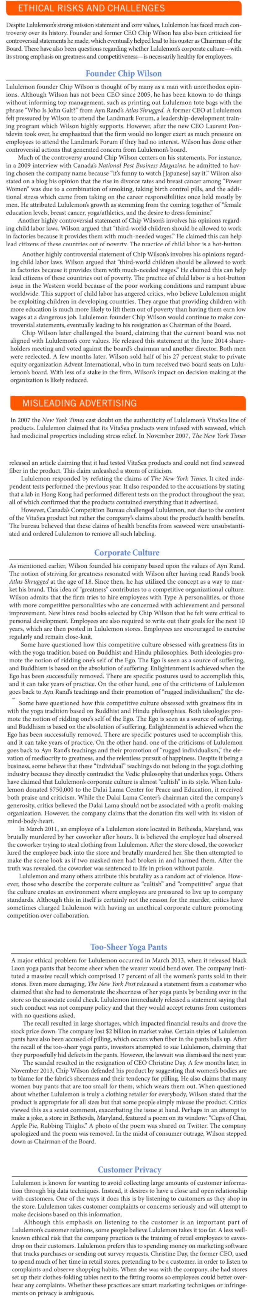 culture of Lululemon impacted its relationship with customers and employees? Too-Sheer Yoga