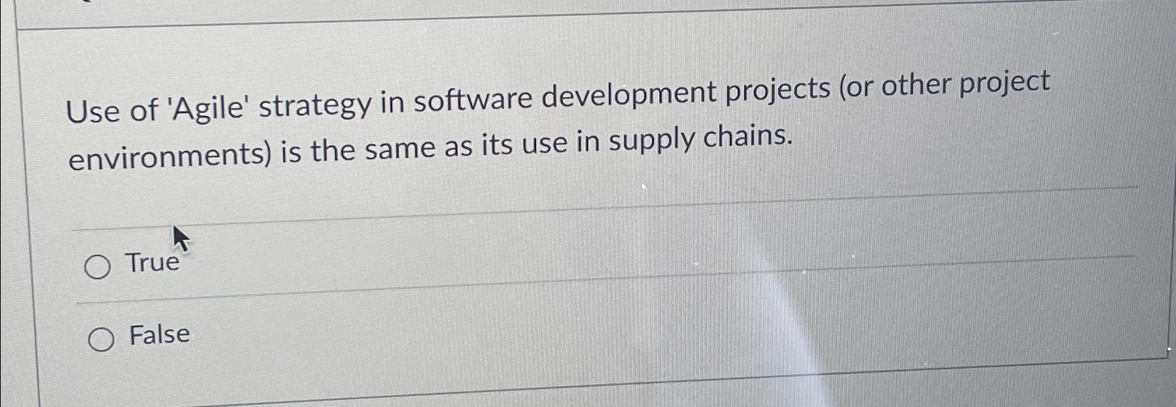  Use of 'Agile' strategy in software development projects (or other project