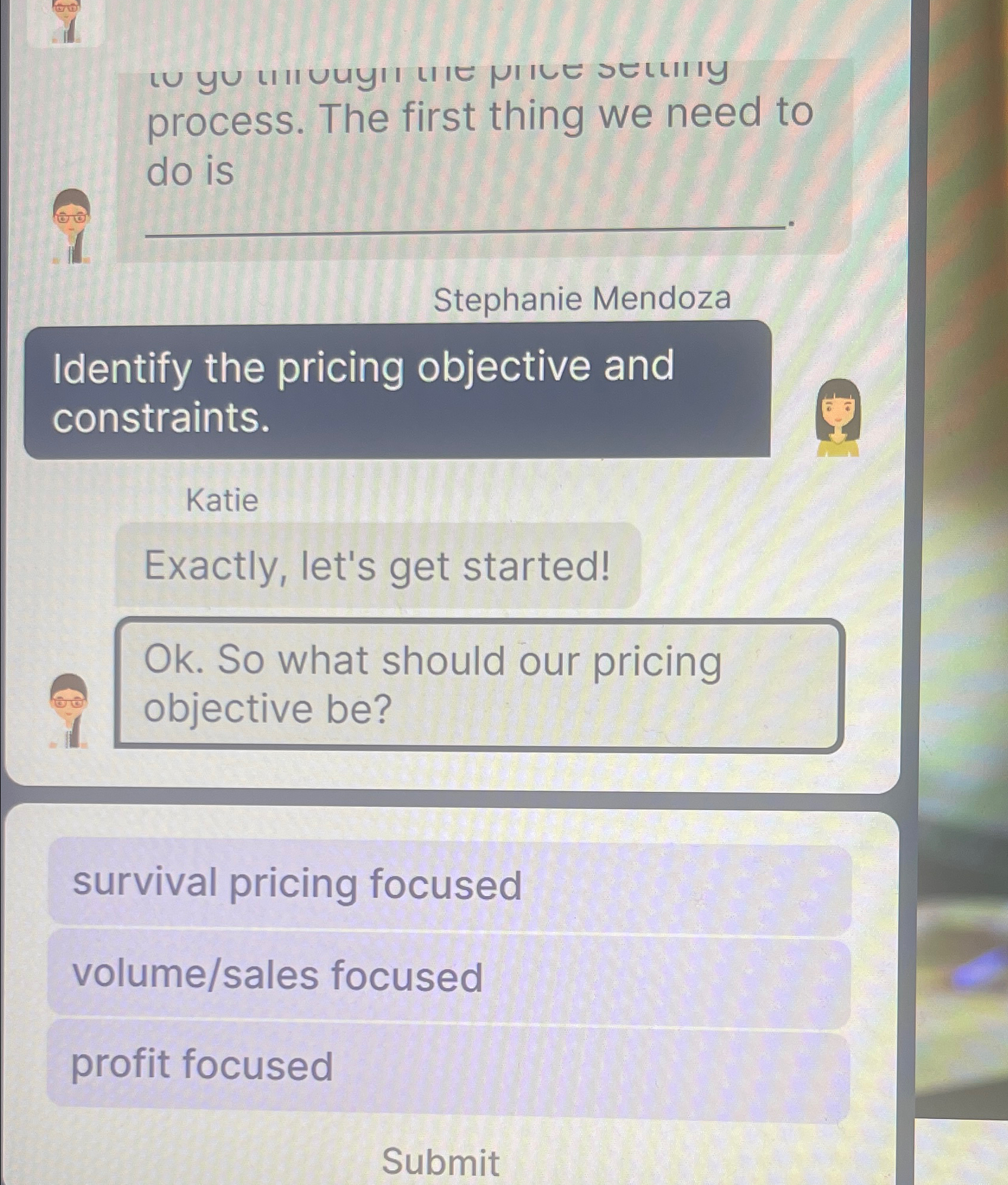  process. The first thing we need to do is Stephanie Mendoza