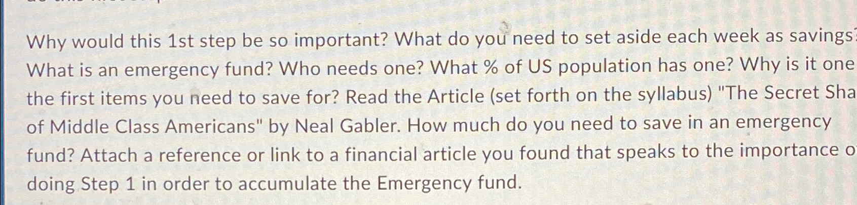  Why would this 1 st step be so important? What do