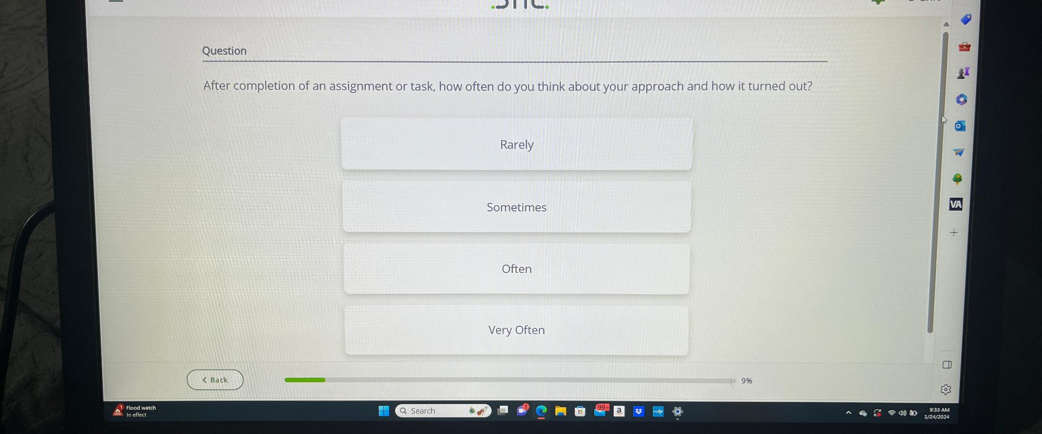  Question After completion of an assignment or task, how often do