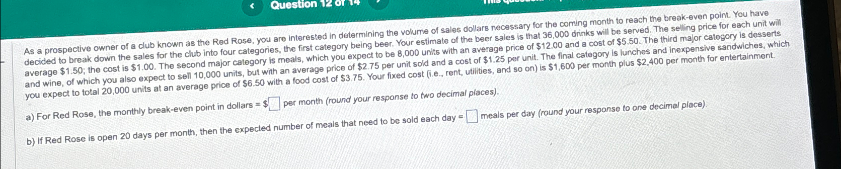  you expect to total 20,000 units at an average price of