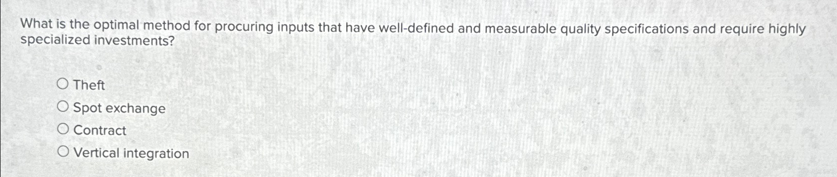  What is the optimal method for procuring inputs that have well-defined