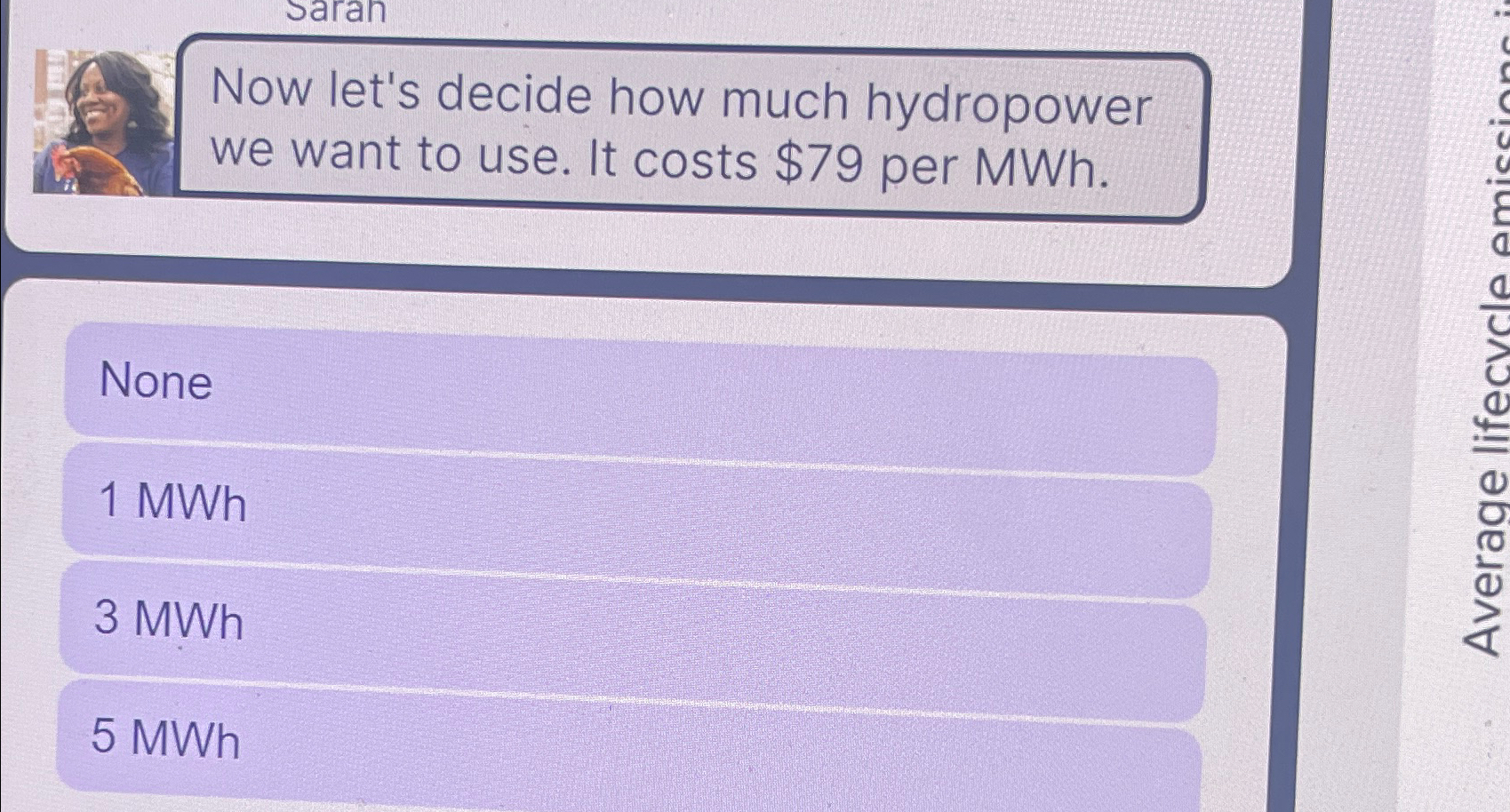  Now let's decide how much hydropower we want to use. It