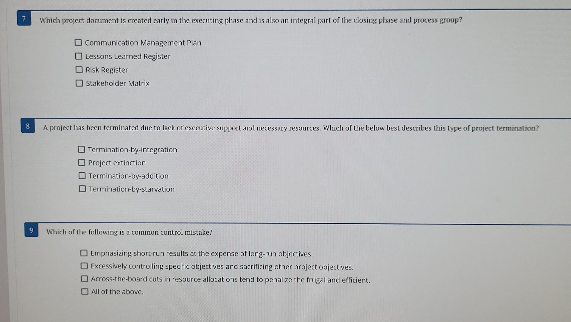 Which project document is created early in the executing phase and