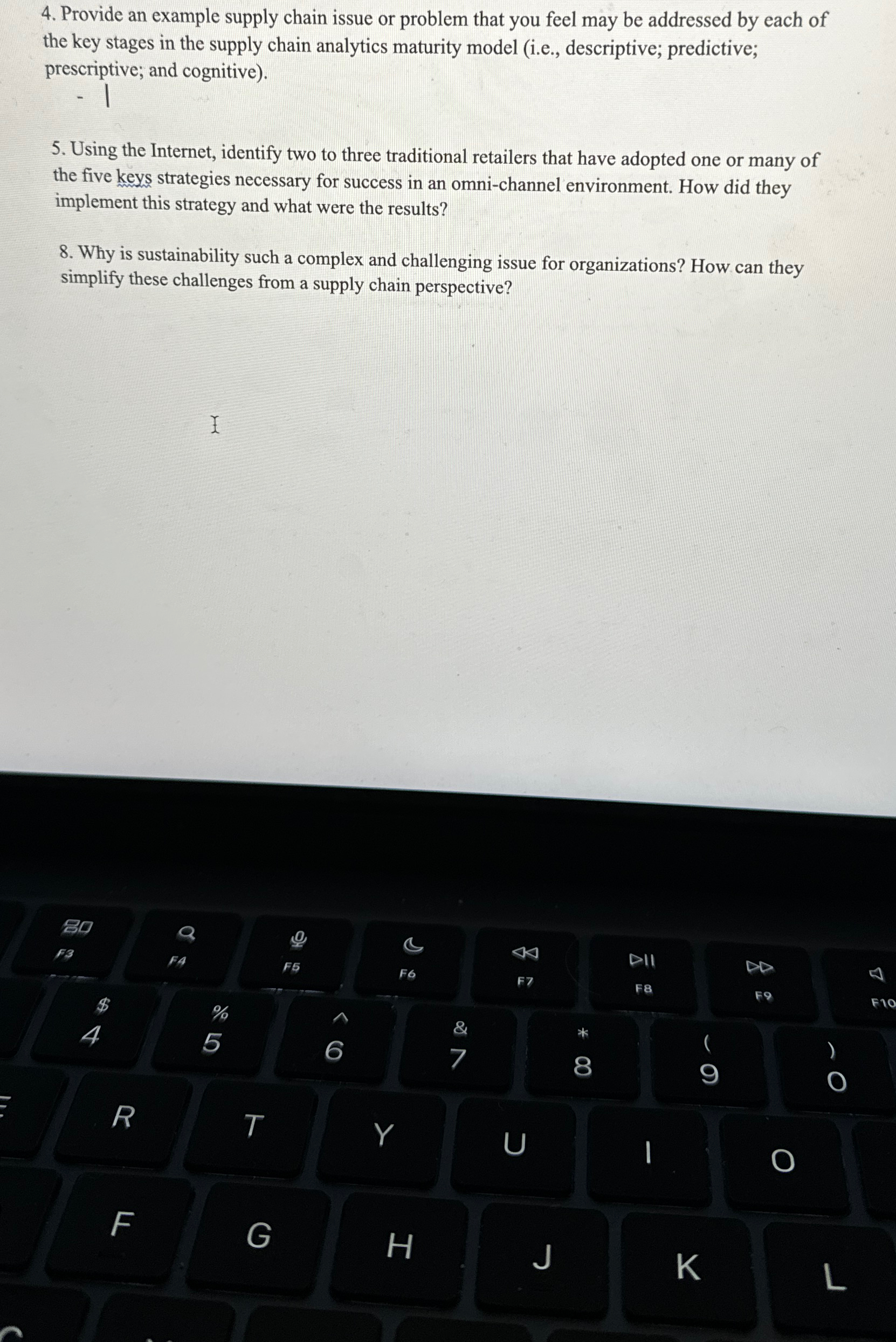  Provide an example supply chain issue or problem that you feel