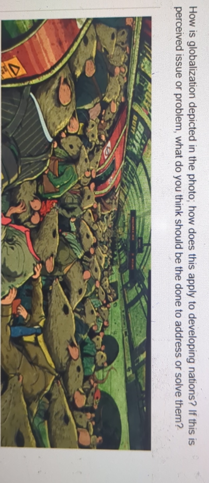  How is globalization depicted in the photo; how does this apply