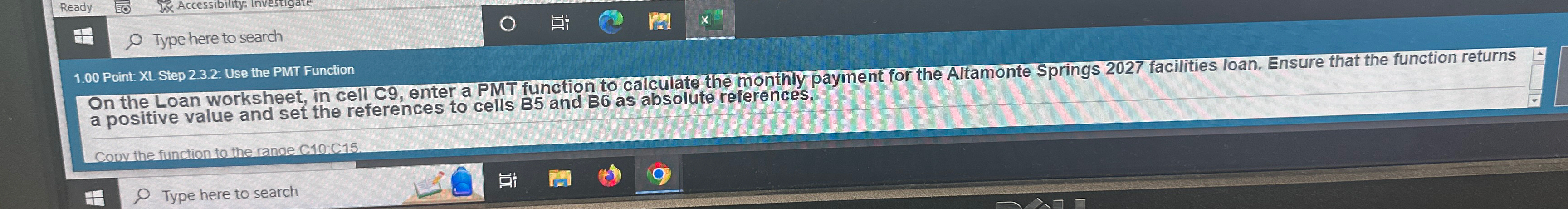  Type here to search 1.00 Point: XL Step 2.3.2: Use the