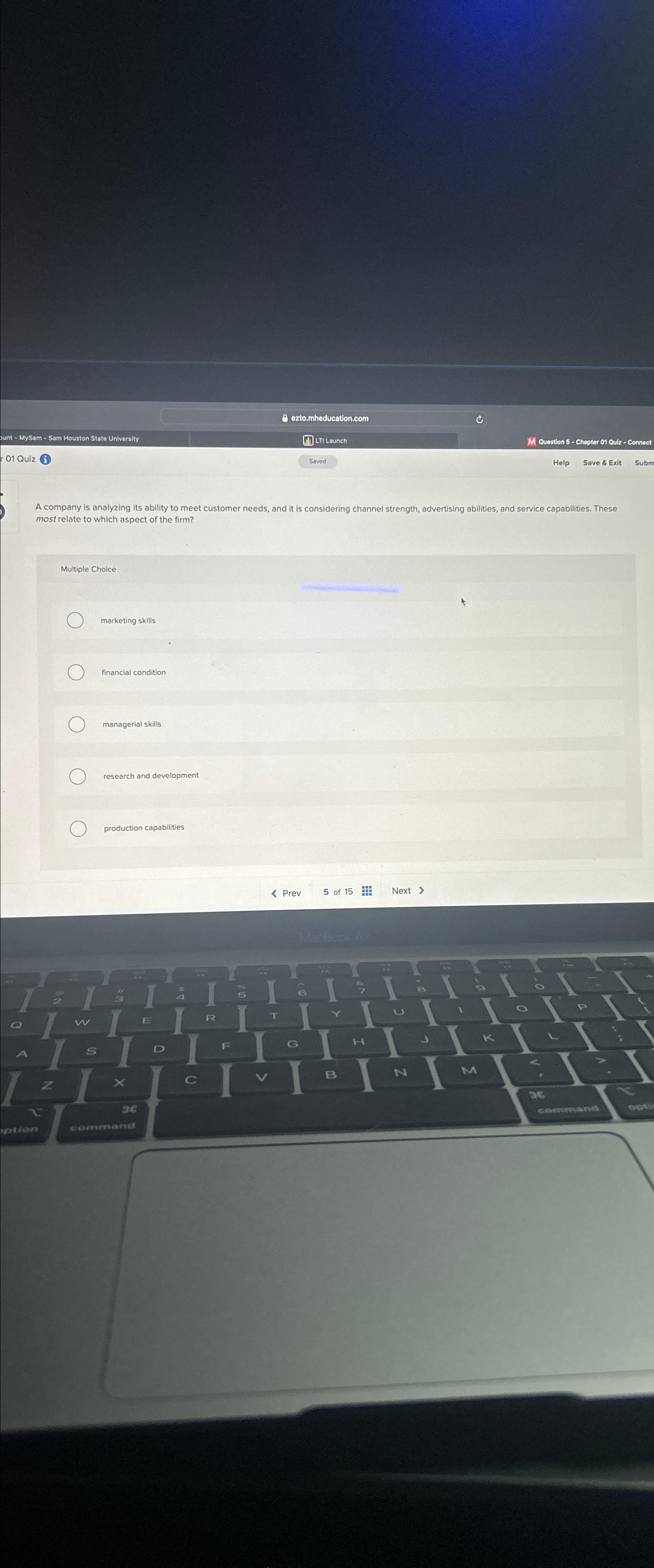  A company is analyzing its ability to meet customer needs, and