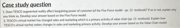  Case study question Does TESCO augmented reality affect bargaining power of