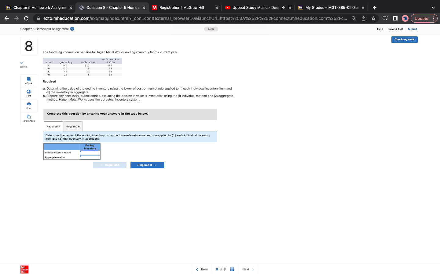  Bb Chapter 5 Homework Assignme Question 8 - Chapter 5 Homew