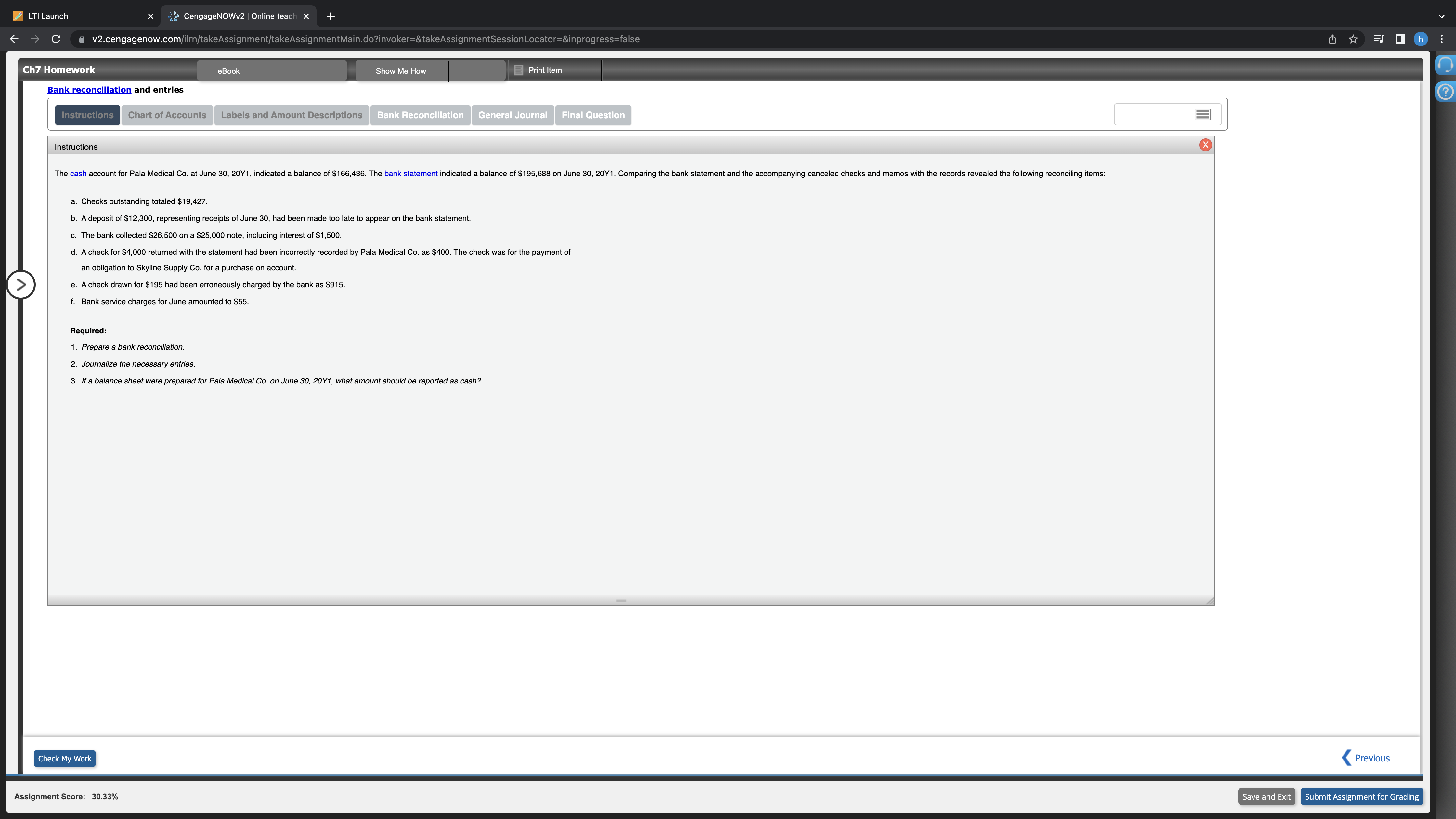 Me How Print Item Bank reconciliation The following data were accumulated for