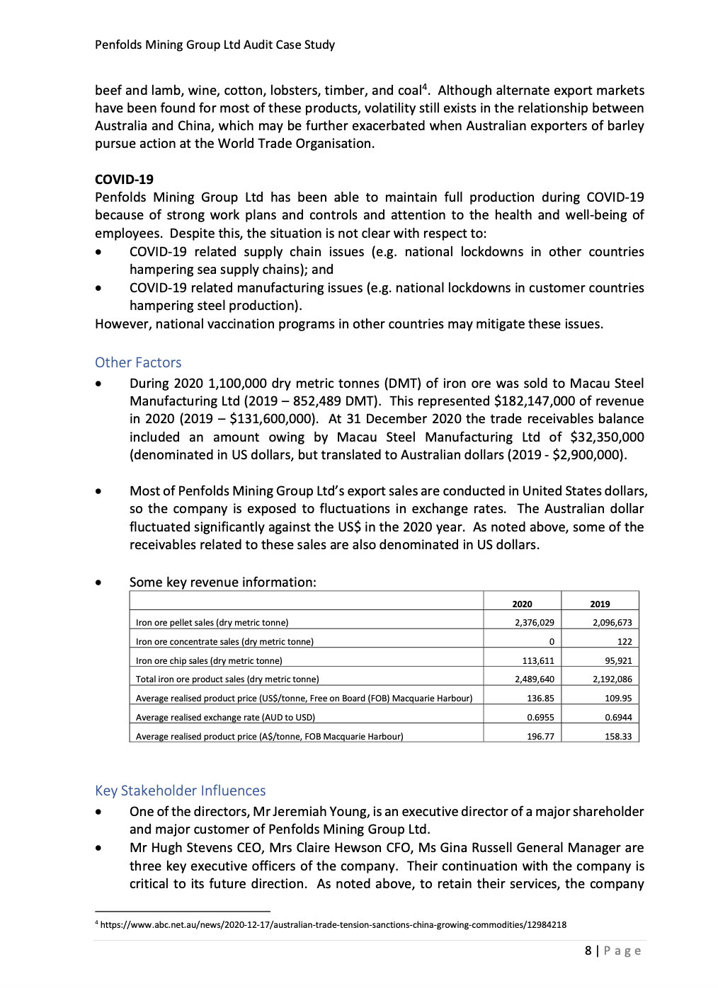 is used in the production of steel. The company operates under several