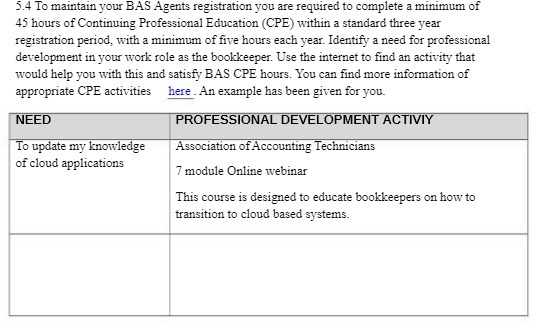  5.4 To maintain your BAS Agents registration you are required to