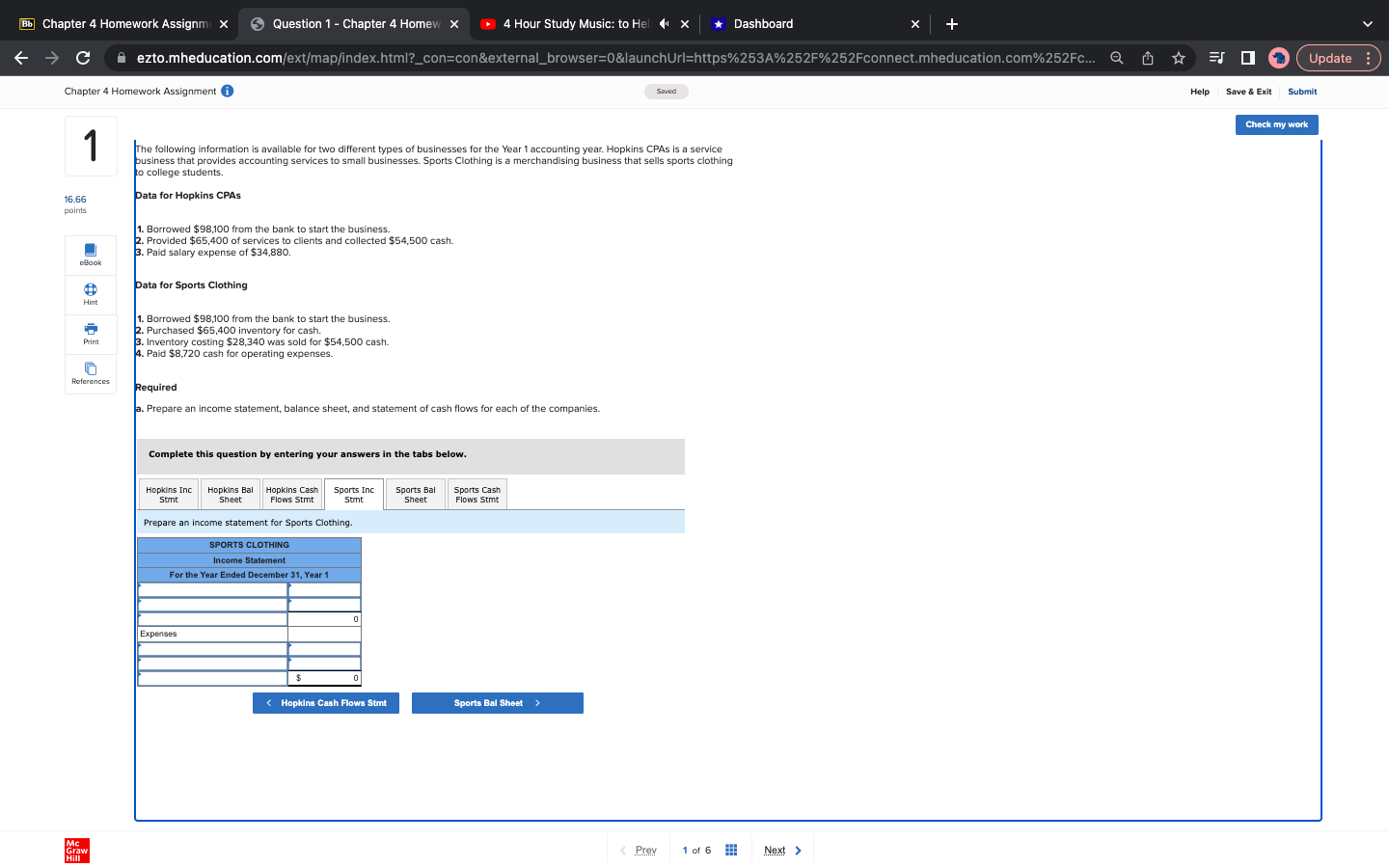 Check my work The following information is available for two different types